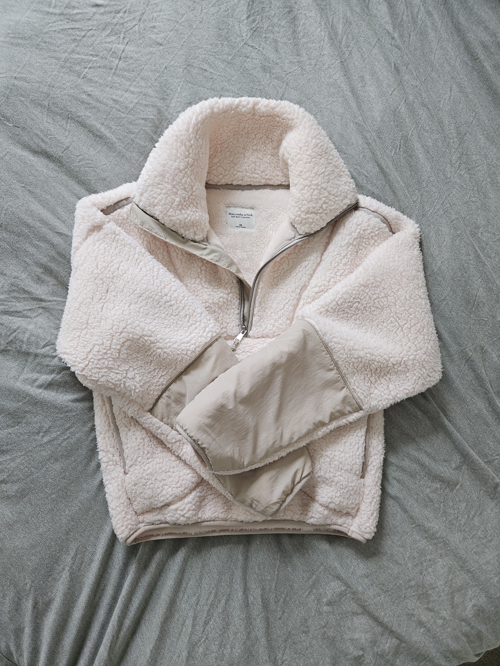 Abercrombie Cozy Sherpa Half-Zip Pullover - Cream, New